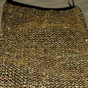 Unique VINTAGE Womens 3D GOLDEN WOVEN CIRCLES & SEQUIN Strapless SKIRT S M L